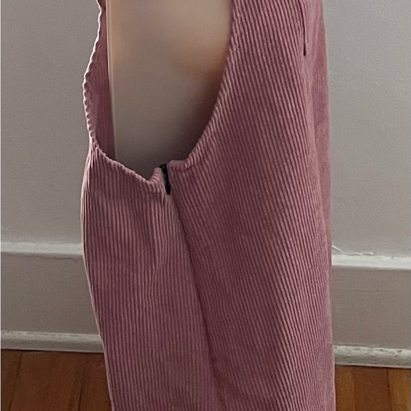 Pink corduroy overall bib pinafore suspender dress, size S Barbiecore boho - Picture 11 of 16